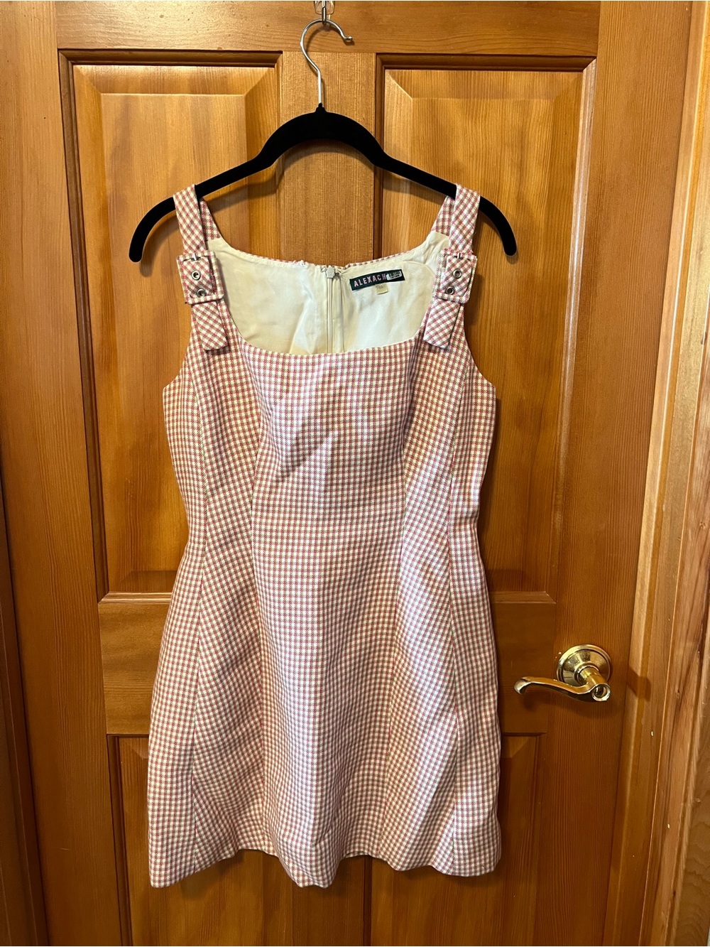 ALEXA CHUNG Pink Gingham Mini Dress with Buckle Straps
